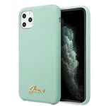 Coque Guess iPhone 11 Pro Max vert Hard Case Silicone Vintage Gold Logo