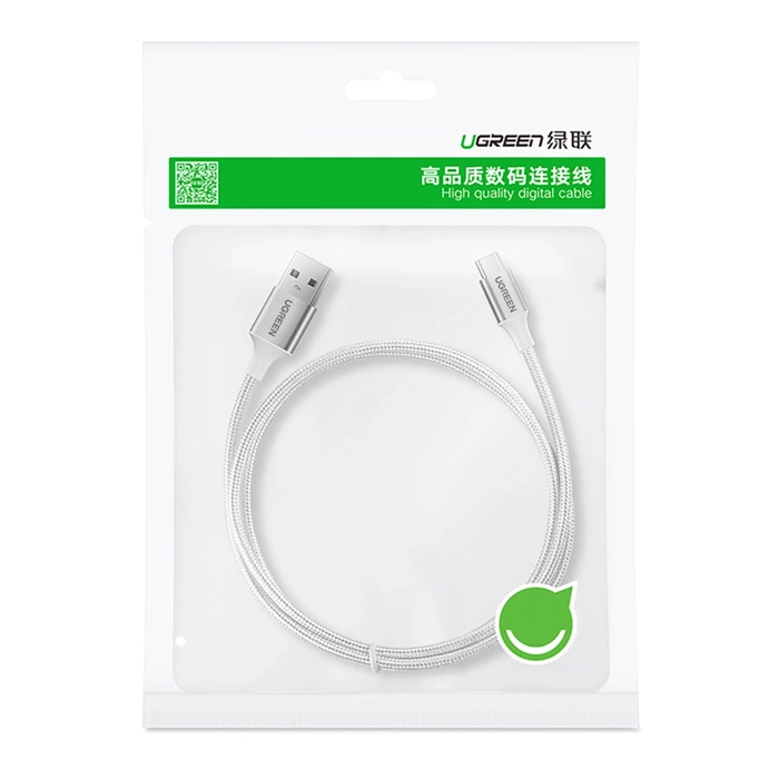 Vernickeltes USB-C QC3.0 UGREEN 1m Kabel mit Aluminiumstecker weiß