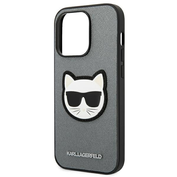 Case Karl Lagerfeld iPhone 14 Pro 6.1" hardcase silver/silver Saffiano Choupette Head Patch
