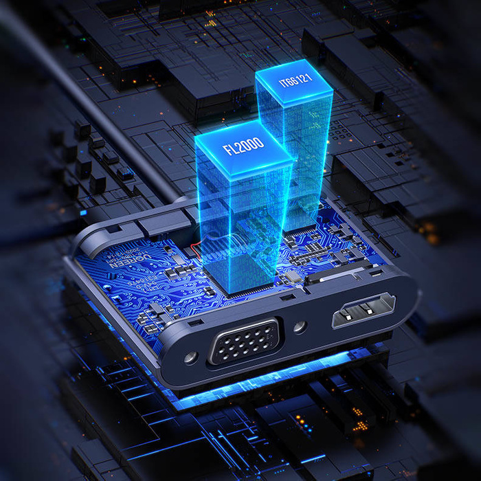 Adattatore convertitore USB Ugreen - HDMI 1.3 (1920 x 1080 @ 60Hz) + VGA 1.2 (1920 x 1080 @ 60Hz) grigio (CM449)