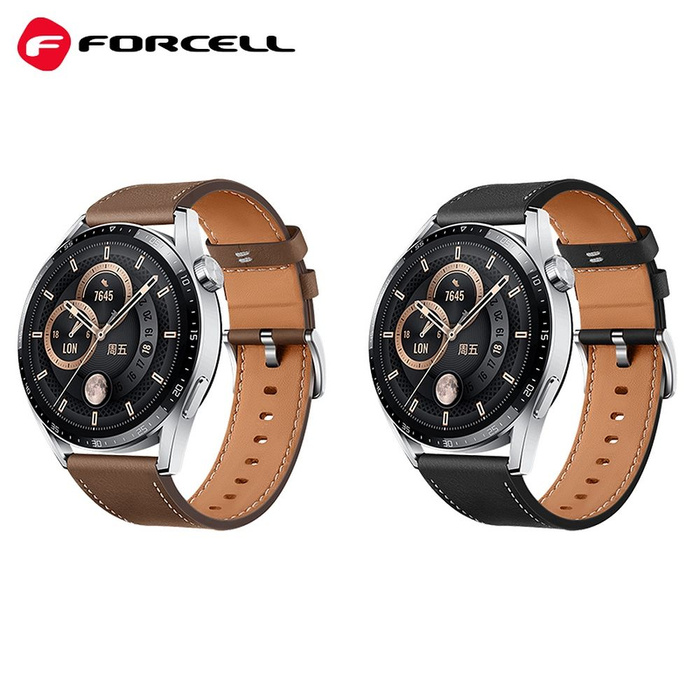 Pasek do Samsung Galaxy Watch Forcell F-Design FS21 dziurki skóra ekologiczna 22 mm brązowy