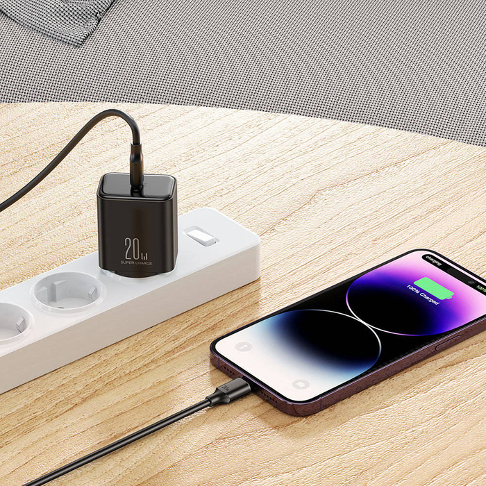 USB-C-Ladegerät 20 W PD Joyroom JR-TCF06 mit USB-C-Kabel – Lightning | Schwarz