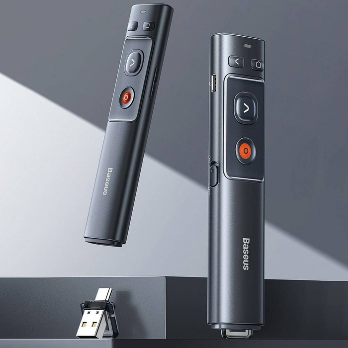 Baseus Orange Dot Wireless Presenter (Roter Laser)(Ladeversion) grau (WKCD000013)