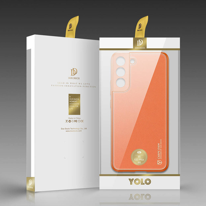 Elegante funda Dux Ducis Yolo de piel ecológica para Samsung Galaxy S22+ (S22 Plus) naranja
