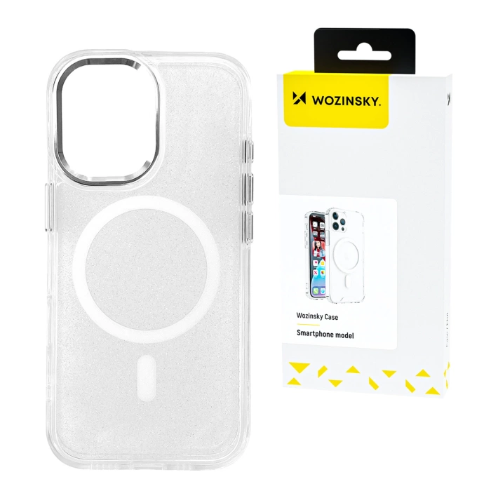 Wozinsky Glitter Case mit Mag Safe für Samsung Galaxy S24 FE - Klar mit Glitzer
