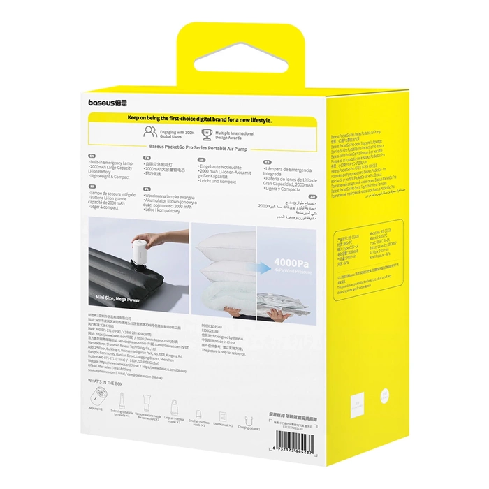 Baseus kompresor PocketGo Pro Series Portable Air Pump Stellar White