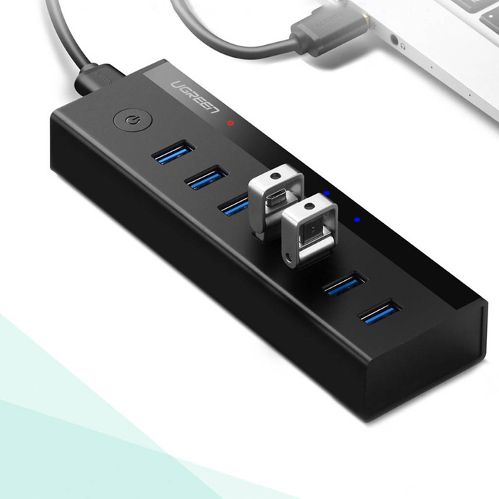 Ugreen multifunctional HUB 7in1 USB-A - 7xUSB-A 5Gb/s black (US219)