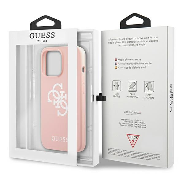 Case GUESS Apple iPhone 13 13 Pro Silicone 4G Logo Pink Hardcase