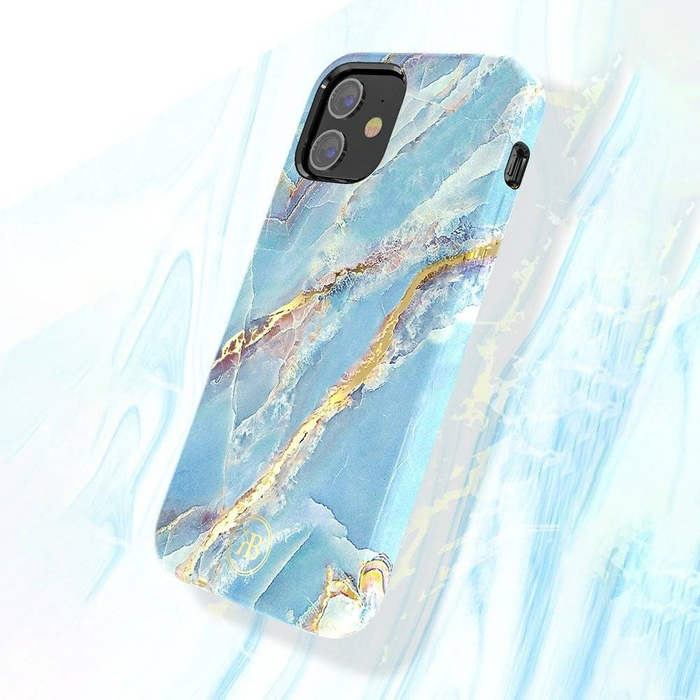 Kingxbar Marble sorozat elegáns tok nyomtatott márvány iPhone 12 mini kék