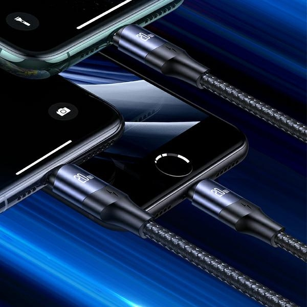 USAMS Kábel U71 USB-C to Lightning 2m 20W PD Fast Charge čierna / čierna SJ522USB01 (US-SJ522)