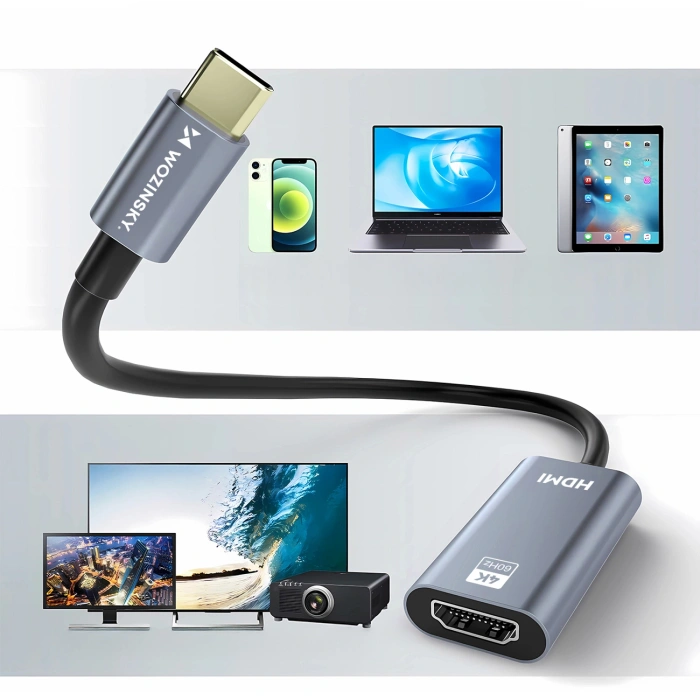 Adapter Wozinsky WACH-01 USB-C - HDMI 4K 60Hz - czarny
