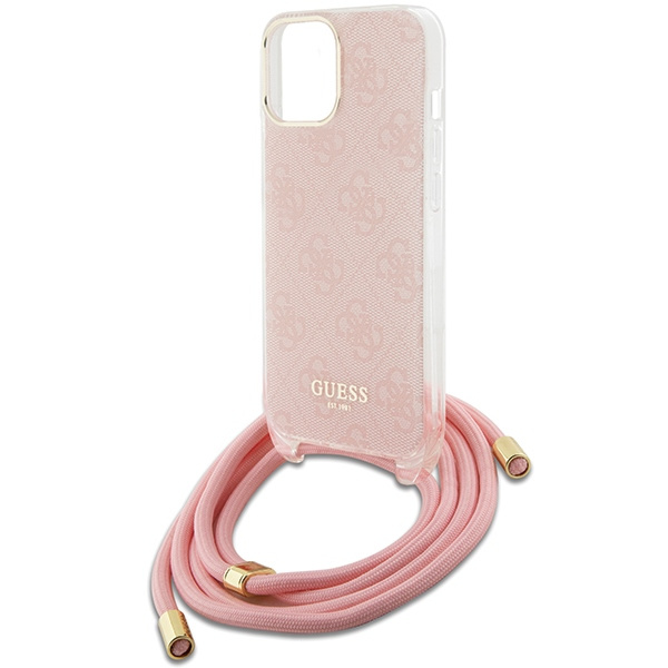 Etui Guess GUHCP15SHC4SEP iPhone 15 / 14 / 13 6.1" różowy/pink hardcase Crossbody Cord 4G Print Case