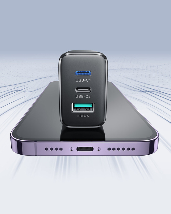 Joyroom JR-TCF10 caricabatterie rapido 2x USB-C USB-A 32W - nero