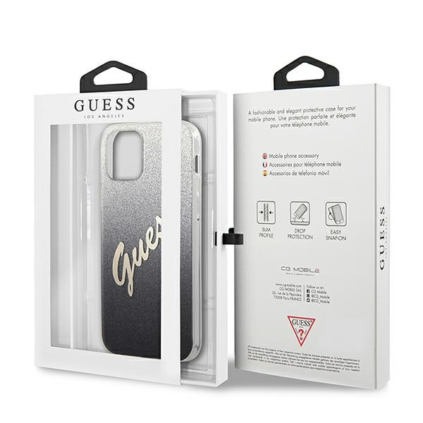 Coque GUESS Apple iPhone 12 Mini Glitter Gradient Script GUHCP12SPCUGLSBK Black Hardcase