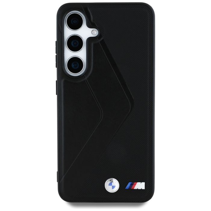 Case BMW Leather Oversized Stripes MagSafe for Samsung Galaxy S25 black
