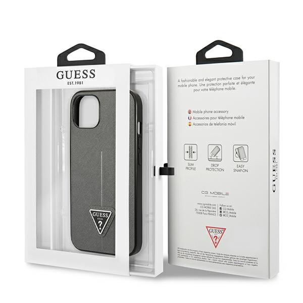 Guess GUHCP14MPSATLG iPhone 14 Plus 6.7" silver/silver hardcase SaffianoTriangle Logo