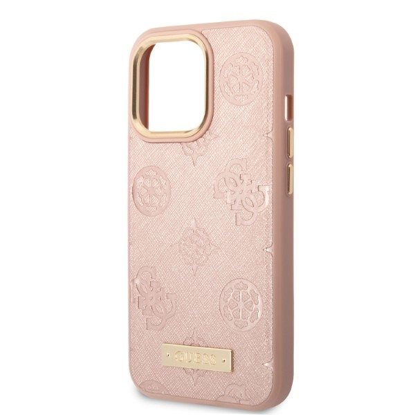 Hülle Guess iPhone 13 Pro / 13 6.1" rosa/rosa hartcase Pfingstrose Logo Platte MagSafe