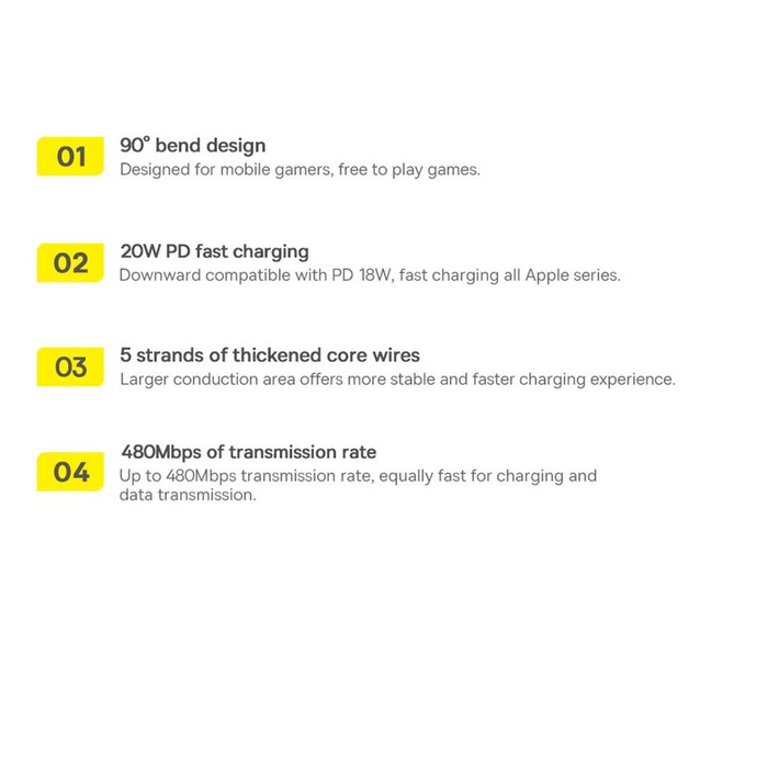 Baseus MVP 2 Elbow-shaped Fast Charging Data Cable Type-C to iP 20W 1m Black+Red