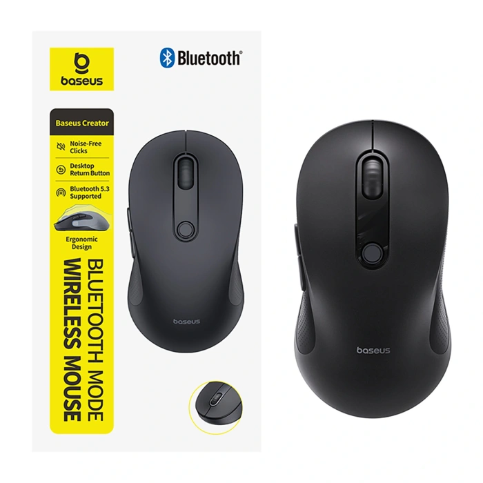 Mysz bezprzewodowa Baseus F02 ergonomiczna Bluetooth - czarna