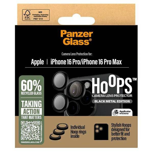 PanzerGlass Hoops Black Lens Protector iPhone 16 Pro 6.3" / 16 Pro Max 6.9" 1284