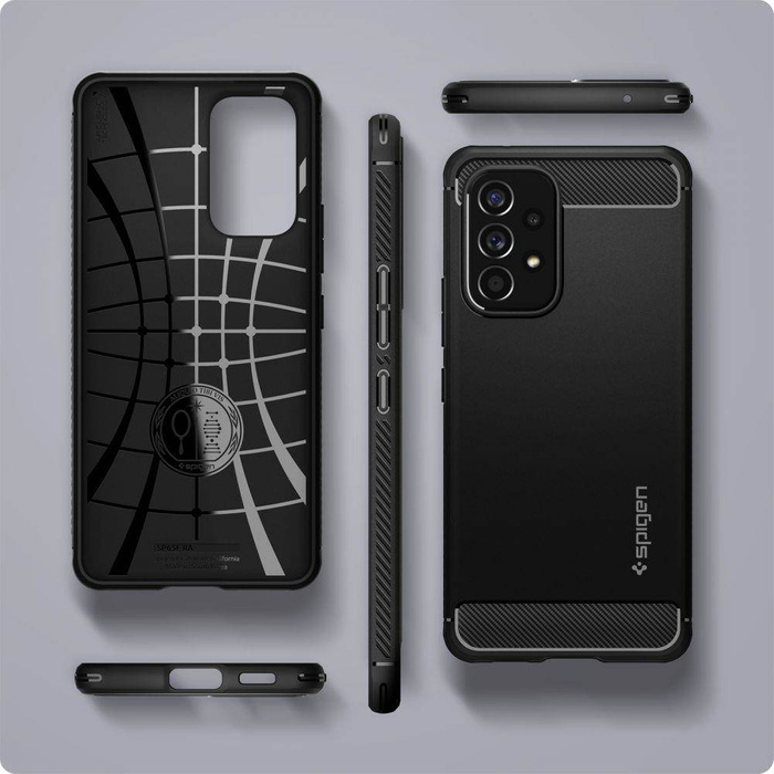 Hülle Spigen Rugged Armor Samsung Galaxy A53 5G MATTE Schwarz + Glas