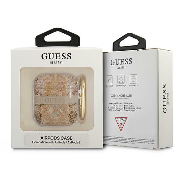 Hülle GUESS Apple AirPods Abdeckung Paisley Riemen Sammlung Gold Case