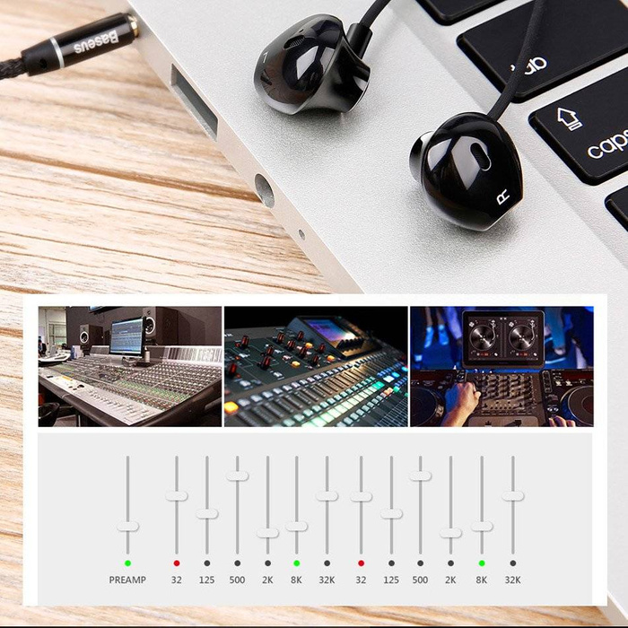 Baseus Encok H06 Lateral Earphones Earbuds Headphones with Remote Control silver (NGH06-0S)