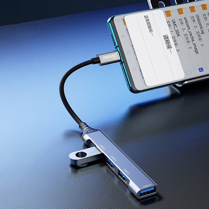Dudao HUB 4v1 USB-C - 4x USB-A (3 x USB2.0 / USB3.0) 6,3 cm černý (A16T)