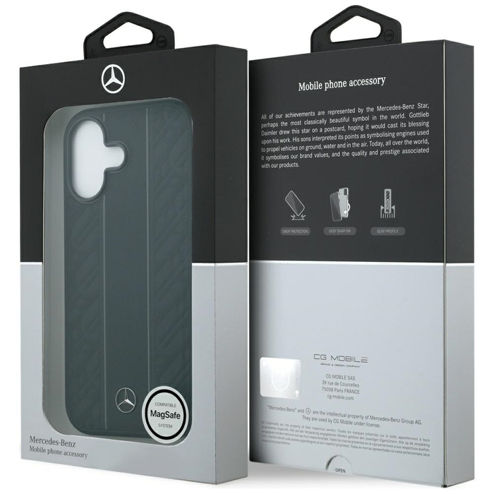 Etui Mercedes Leather Laurel Leaves      Stripes MagSafe do iPhone 17 czarny