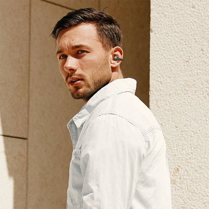 Słuchawki Baseus Bass 15 Clip OWS bezprzewodowe z kablem Baseus Simple USB-C 3A 30cm - czarne