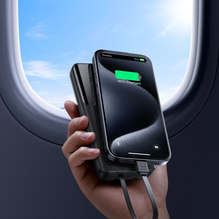 Powerbank Joyroom JR-PBF19 22.5W 10000mAh z dwoma wbudowanymi kablami - czarny