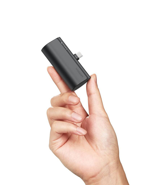 VEGER powerbank 5000 mAh z wbudowanym złączem Typ C PD QC3.0 3A 20W PlugOn (W0556/V0556) czarny