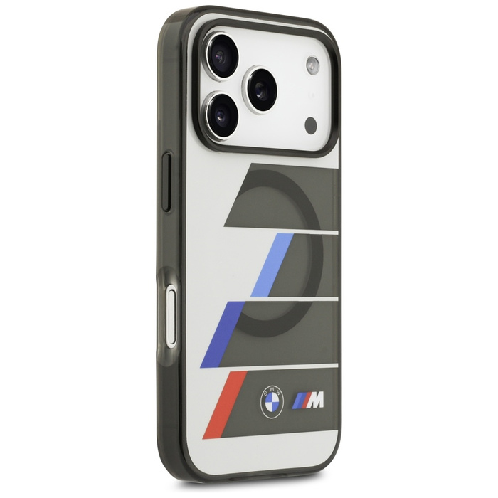 Etui BMW M IML Metal Buttons Tricolor    Lines MagSafe do iPhone 17 Pro antracyt