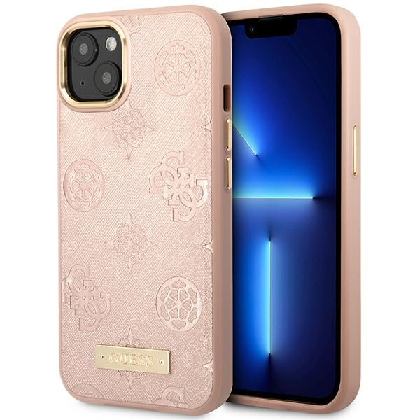 Guess GUHMP14SSAPSTP iPhone 14 6.1" rosa/rosa durocase Placa con logotipo Peony MagSafe