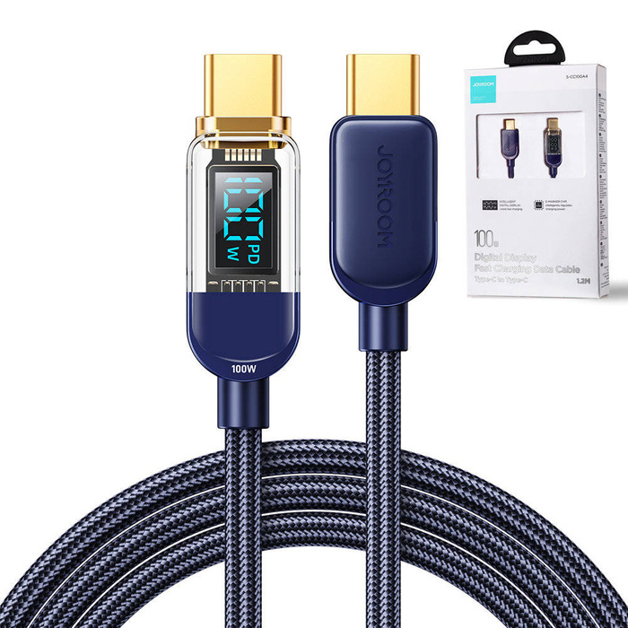 Joyroom USB C - USB C 100W Kabel für schnelles Aufladen und Datenübertragung 1,2 m blau (S-CC100A4)