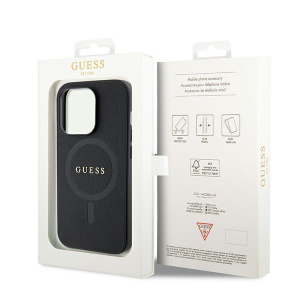 Hülle Guess GUHMP15LPSAHMCK iPhone 15 Pro 6.1" schwarz/schwarz hartcase Saffiano MagSafe Case
