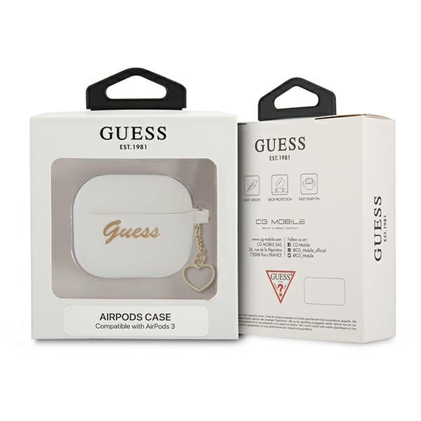Guess GUA3LSCHSH Cover per AirPods 3 bianca / bianca Collezione di charm in silicone