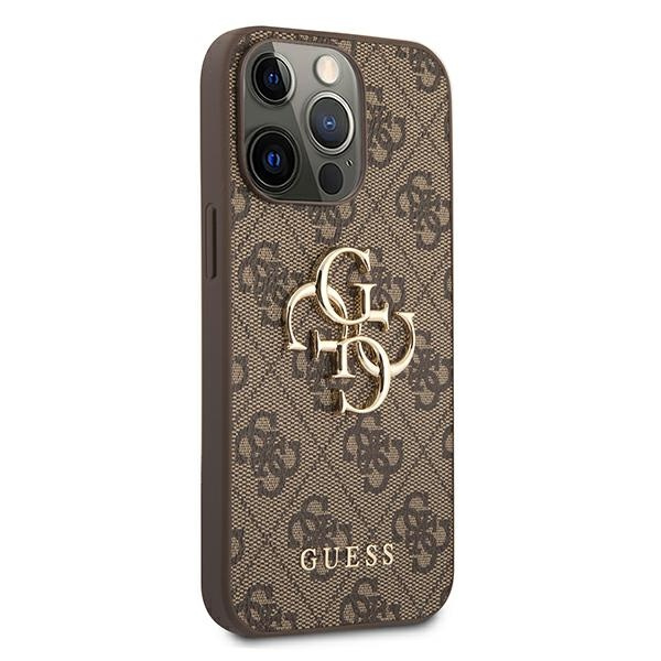 Puzdro GUESS Apple iPhone 13 Pro 4G Big Metal Logo Brown Hardcase