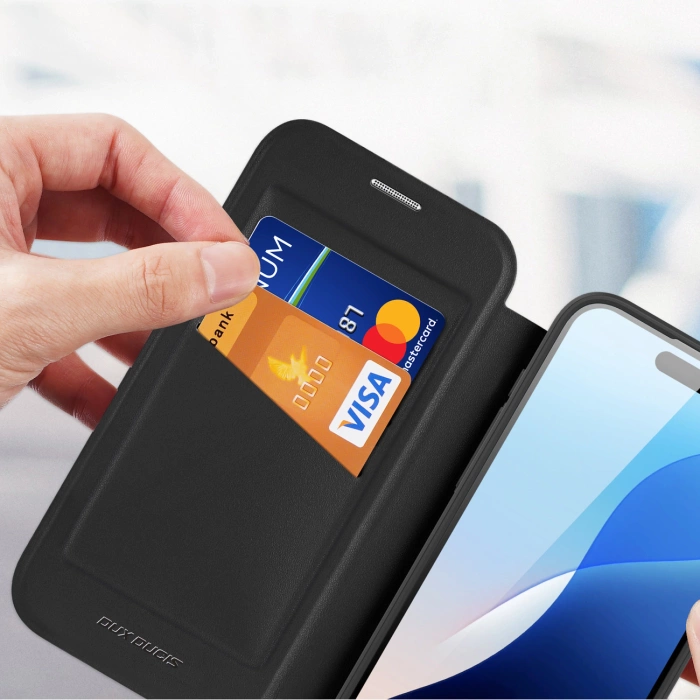 Dux Ducis Skin X Pro iPhone 16 Pro Case with MagSafe, Flip and Stand - Black