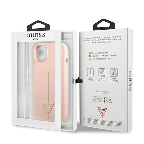 Case GUESS Apple iPhone 13 Mini Silicone Triangle Pink Hardcase