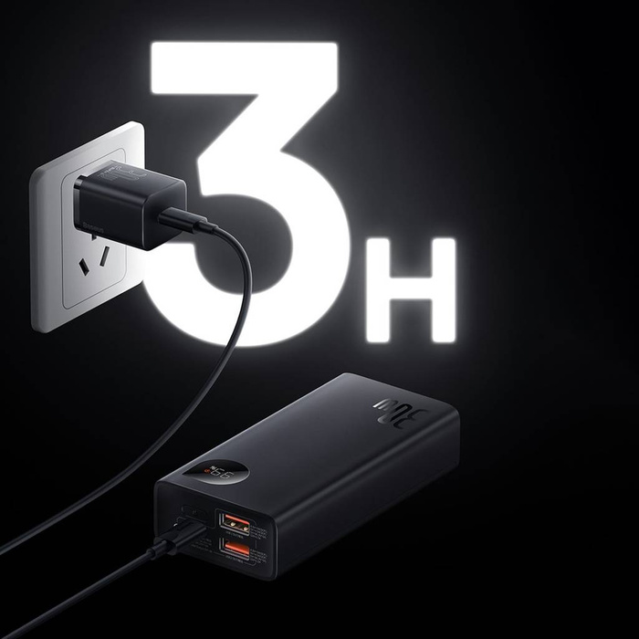 Baseus Adaman2 powerbank s displejem digital 10000mAh 30W 2 x USB / 1x USB Type C Overseas Edition PD QC SCP černá (PPAD040101)