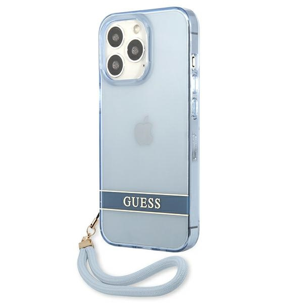 Hülle GUESS Apple iPhone 13 13 Pro Transluzent Stap Blau Hartcase