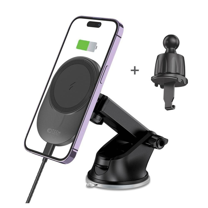TECH-PROTECT MM15W-V1 MagNETIC MagSafe DASHBOARD &amp; VENT CAR MOUNT DRAHTLOSES LADEGERÄT 15W SCHWARZ
