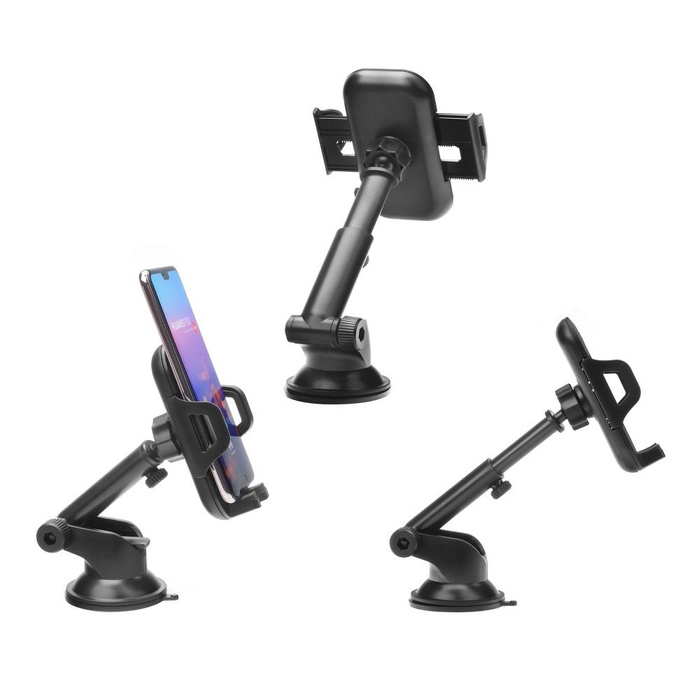 Uchwyt na telefon do samochodu uniwersalny Forcell F-Grip Carbon Bracket ramię regulowane do szyby / kokpitu czarny