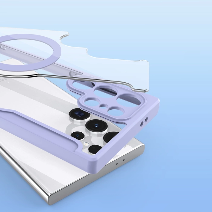 Custodia Dux Ducis Skin X Pro per Samsung S24 Ultra con anello magnetico e patta - viola