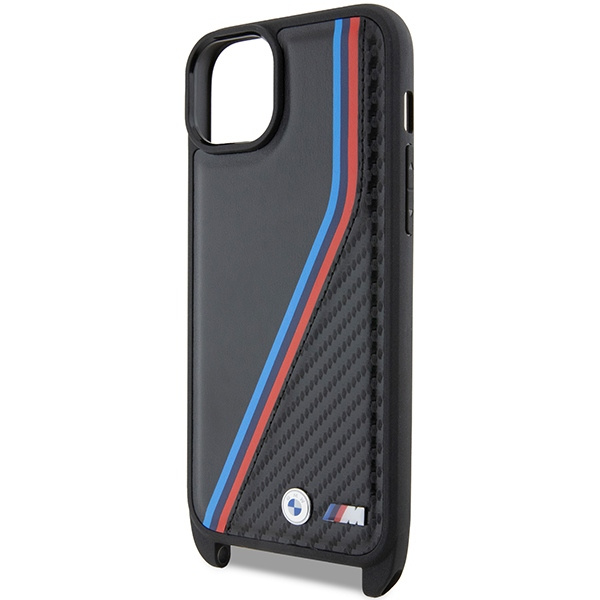 Cover Bmw Bmhcp15s23psvtk IPhone 15 / 14 / 13 Nero/nero Hardcase M Edition Carbon Tricolor Lines &amp; Strap Case