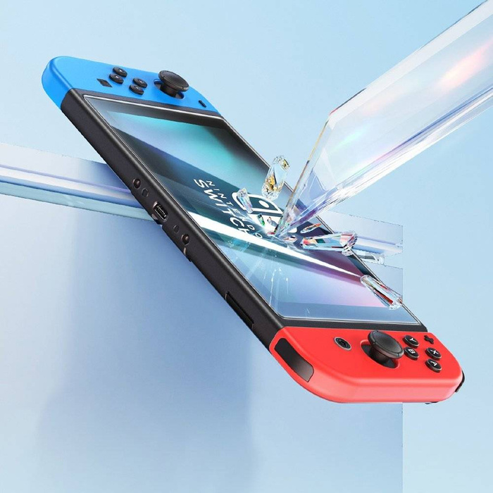 Sada 2x tvrzeného skla Baseus Crystal pro Nintendo Switch 2019 + montážní sada - průhledná