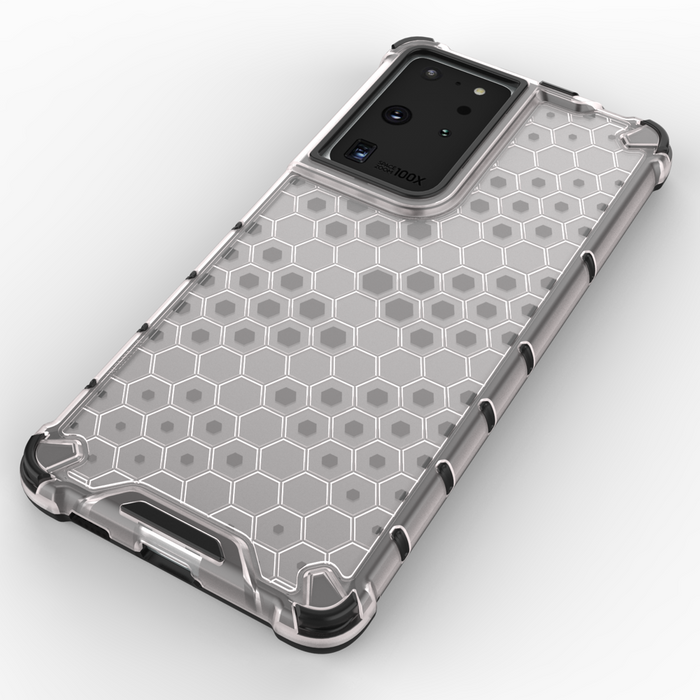Funda blindada Honeycomb con marco de gel para Samsung Galaxy S22 Ultra transparente