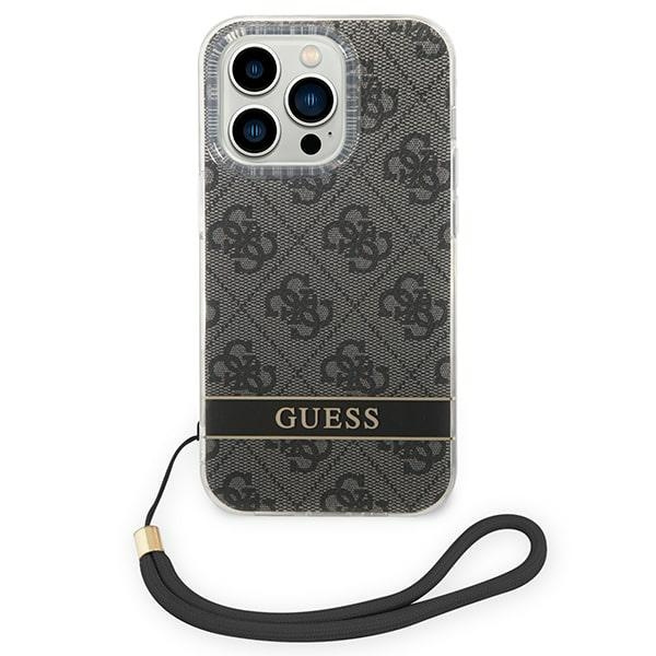 Hülle GUESS Apple iPhone 14 Pro Max 4G Print Strap Schwarz Hartcase