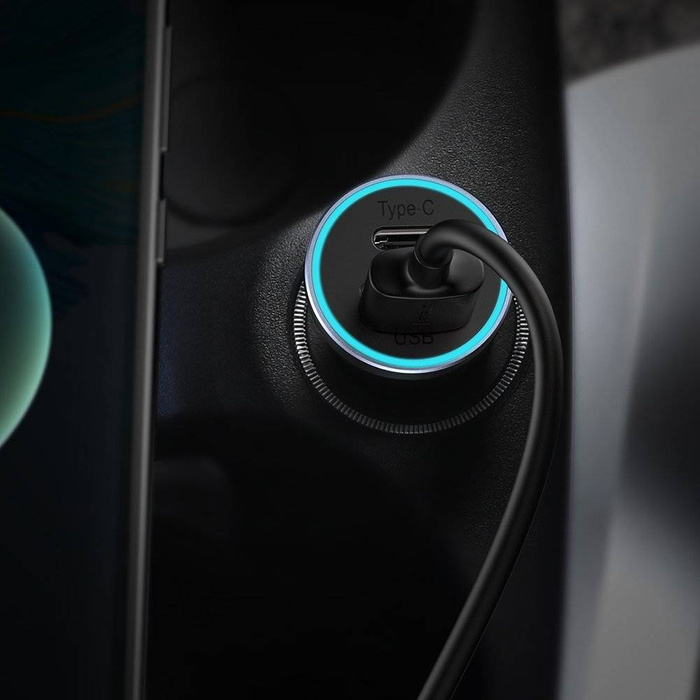 Baseus Golden Contactor Pro rychlá USB nabíječka do auta typu C / USB 40 W Power Delivery 3.0 Quick Charge 4+ SCP FCP AFC + kabel USB typu C – světle šedá ( Lightning -B0G)